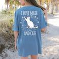 Math Nerd Math Teacher Cat Lover I Love Math And Cats Women's Comfort Colors T-Shirt Back Print Blue Jean