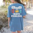 Math Problems Symbols Teacher Back To School Girl Boy Women's Comfort Colors T-Shirt Back Print Blue Jean