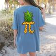 Math Teacher Hawaiian Shirts Pineapple Pi Day Symbol Women's Comfort Colors T-Shirt Back Print Blue Jean