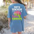 Math Teachers Love Brains Zombie Teacher School Halloween Women's Comfort Colors T-Shirt Back Print Blue Jean