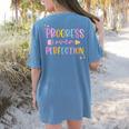 Motivational Progress Over Perfection Back To School Teacher Women's Comfort Colors T-Shirt Back Print Blue Jean