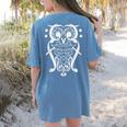 Music Note Owl Shirt Musicians Teacher Birthday Bird Women's Comfort Colors T-Shirt Back Print Blue Jean