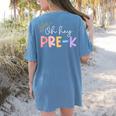 Oh Hey Pre K Student Teacher Happy First Day Back To School Women's Comfort Colors T-Shirt Back Print Blue Jean