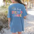 Oh Hey Second Grade First Day Of Teacher Girls Boys Kids Women's Comfort Colors T-Shirt Back Print Blue Jean
