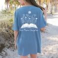 One-More Chapter Wildflower Reading Teacher Library Bookish Women's Comfort Colors T-Shirt Back Print Blue Jean