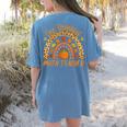 One Thankful Math Teacher Thanksgiving Autumn Fall Rainbow Women's Comfort Colors T-Shirt Back Print Blue Jean