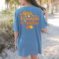 One Thankful PE Teacher Thanksgiving Fall Autumn Groovy Women's Comfort Colors T-Shirt Back Print Blue Jean