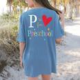 P Is For Preschool Teacher Student Back To School Women's Comfort Colors T-Shirt Back Print Blue Jean P Is For Preschool Teacher Student Back To School Women's Comfort Colors T-Shirt Back Print Blue Jean