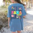 Para Paraprofessional Paraeducator Teacher Back To School Women's Comfort Colors T-Shirt Back Print Blue Jean