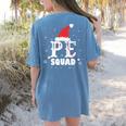 PE Squad Christmas PE Teacher Matching Xmas Women's Comfort Colors T-Shirt Back Print Blue Jean