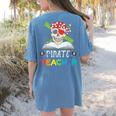 Pirate Teacher Halloween Skull Adult Women's Comfort Colors T-Shirt Back Print Blue Jean