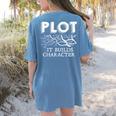 Plot It Builds Character Book Reading Teacher Women's Comfort Colors T-Shirt Back Print Blue Jean Plot It Builds Character Book Reading Teacher Women's Comfort Colors T-Shirt Back Print Blue Jean