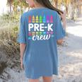 Pre-K Crew Teacher Team Squad Hello Back School Graduation Women's Comfort Colors T-Shirt Back Print Blue Jean