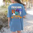 Preschool Boo Crew Teacher Student Halloween Costume Men Women Kids Women's Comfort Colors T-Shirt Back Print Blue Jean