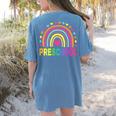 Preschool Rainbow Girls Boys Kids Teacher Back To School Women's Comfort Colors T-Shirt Back Print Blue Jean