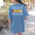 Progress Over Perfection Motivational Back To School Teacher Women's Comfort Colors T-Shirt Back Print Blue Jean Progress Over Perfection Motivational Back To School Teacher Women's Comfort Colors T-Shirt Back Print Blue Jean