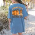 Pumpkin Spice And Teacher Life Halloween Teacher Women's Comfort Colors T-Shirt Back Print Blue Jean Pumpkin Spice And Teacher Life Halloween Teacher Women's Comfort Colors T-Shirt Back Print Blue Jean