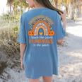 Rainbow I Teach The Cutest Pumpkins Kindergarten Teacher Men Women Women's Comfort Colors T-Shirt Back Print Blue Jean