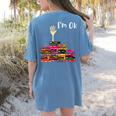 Reading Books Librarian Reader Nerd I'm Ok Teacher School Women's Comfort Colors T-Shirt Back Print Blue Jean