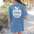 Real Superheroes Wear No Capes Teacher Design Teach Women's Comfort Colors T-Shirt Back Print Blue Jean Real Superheroes Wear No Capes Teacher Design Teach Women's Comfort Colors T-Shirt Back Print Blue Jean