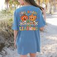 Retro Fall In Love With Learning Autumn Pumpkin Teacher Kids Women's Comfort Colors T-Shirt Back Print Blue Jean
