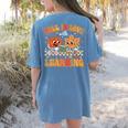Retro Fall In Love With Learning Autumn Pumpkin Teachers Women's Comfort Colors T-Shirt Back Print Blue Jean