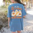 Retro Are You Fall O Ween Directions Ghost Teacher Spooky Women's Comfort Colors T-Shirt Back Print Blue Jean