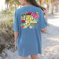 Retro First Grade Teacher Disco Ball Coquette Back To School Women's Comfort Colors T-Shirt Back Print Blue Jean