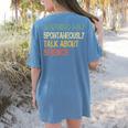 Retro Scientist Warning May Talk About Science Teacher Women's Comfort Colors T-Shirt Back Print Blue Jean