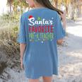Santa's Favorite Pre-K Teacher Christmas Santa Hat Lights For Men Women Kids Women's Comfort Colors T-Shirt Back Print Blue Jean