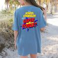 School Counselor Teacher Superhero Superpower Comic Book Women's Comfort Colors T-Shirt Back Print Blue Jean