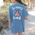 Science Girl Chemistry Biology Student Teacher Women's Comfort Colors T-Shirt Back Print Blue Jean