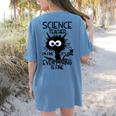 Science Teacher Appreciation Merch -Adults -Youth Grey Classic Fit Modern Science Theme Cartoon Women's Comfort Colors T-Shirt Back Print Blue Jean