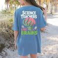 Science Teachers Love Brains Shirt Men Women Halloween Women's Comfort Colors T-Shirt Back Print Blue Jean