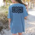 Second Grade Checkered Teacher 1st Day Back To School Women Women's Comfort Colors T-Shirt Back Print Blue Jean