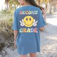 Second Grade Teachers Boys Girls Smile Face 2nd Grade Team Women's Comfort Colors T-Shirt Back Print Blue Jean