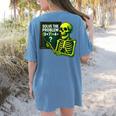 Solve The Problem Skeleton Teacher Halloween Math Six Seven Women's Comfort Colors T-Shirt Back Print Blue Jean