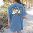 Spooky Ghost PE Teacher Squad Physical Education Halloween Women's Comfort Colors T-Shirt Back Print Blue Jean
