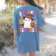 Spooky Teacher Ghost Pencil Teach Halloween Teacher Women's Comfort Colors T-Shirt Back Print Blue Jean