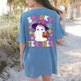 Spooky Teacher Halloween Cute Halloween Teacher Ghost Women's Comfort Colors T-Shirt Back Print Blue Jean Spooky Teacher Halloween Cute Halloween Teacher Ghost Women's Comfort Colors T-Shirt Back Print Blue Jean