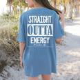 Straight Outta Energy Teacher Life Back To School Teacher Women's Comfort Colors T-Shirt Back Print Blue Jean