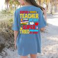 Super Teacher By Day Super Tired By Night Superhero Teacher Women's Comfort Colors T-Shirt Back Print Blue Jean Super Teacher By Day Super Tired By Night Superhero Teacher Women's Comfort Colors T-Shirt Back Print Blue Jean