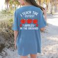 I Teach The Cutest Apples In The Orchard Cute Fall Teacher Women's Comfort Colors T-Shirt Back Print Blue Jean I Teach The Cutest Apples In The Orchard Cute Fall Teacher Women's Comfort Colors T-Shirt Back Print Blue Jean