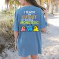 I Teach Cutest Little Monsters Halloween Teacher Men Women Women's Comfort Colors T-Shirt Back Print Blue Jean
