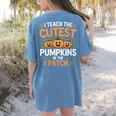 I Teach The Cutest Pumpkins In The Patch Halloween Teacher Women's Comfort Colors T-Shirt Back Print Blue Jean I Teach The Cutest Pumpkins In The Patch Halloween Teacher Women's Comfort Colors T-Shirt Back Print Blue Jean