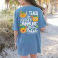 I Teach The Cutest Pumpkins In The Patch Teacher Women's Comfort Colors T-Shirt Back Print Blue Jean I Teach The Cutest Pumpkins In The Patch Teacher Women's Comfort Colors T-Shirt Back Print Blue Jean