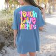 Teach Love Inspire Preppy Back To School Teacher Women Women's Comfort Colors T-Shirt Back Print Blue Jean Teach Love Inspire Preppy Back To School Teacher Women Women's Comfort Colors T-Shirt Back Print Blue Jean