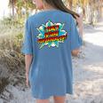 I Teach Superheroes Retro Comic Super Teacher Graphic Women's Comfort Colors T-Shirt Back Print Blue Jean I Teach Superheroes Retro Comic Super Teacher Graphic Women's Comfort Colors T-Shirt Back Print Blue Jean