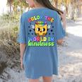 Teacher Back To School Color In Kindness Crayon Pencil Women's Comfort Colors T-Shirt Back Print Blue Jean