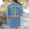 Teacher Christmas Shirts Pajama Matching Rockin' Around The Classroom -Adult Short Sleeve Small Modern Festive Christmas Teacher Xmas Vibes T-Shirt Women's Comfort Colors T-Shirt Back Print Blue Jean